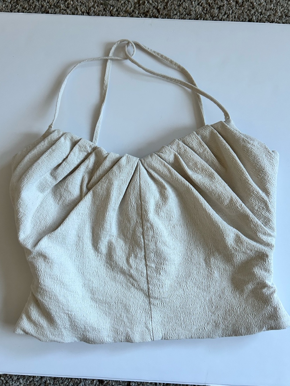 Zara Cream Textured Halter top